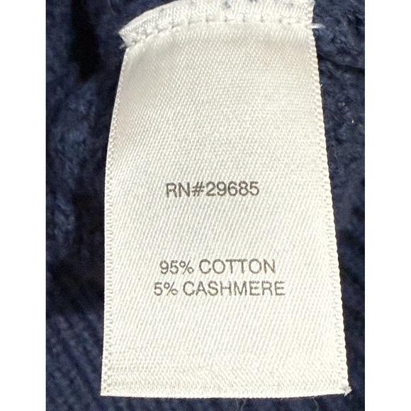 Pendleton Cable Knit Sweater Navy Blue Cotton Cashmere Blend Small Petite - Picture 4 of 5